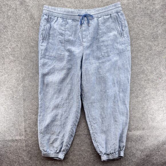 Athleta Womens Linen Retreat Jogger Pant Size 22 Blue Chambray Beachy Coastal - Picture 3 of 10